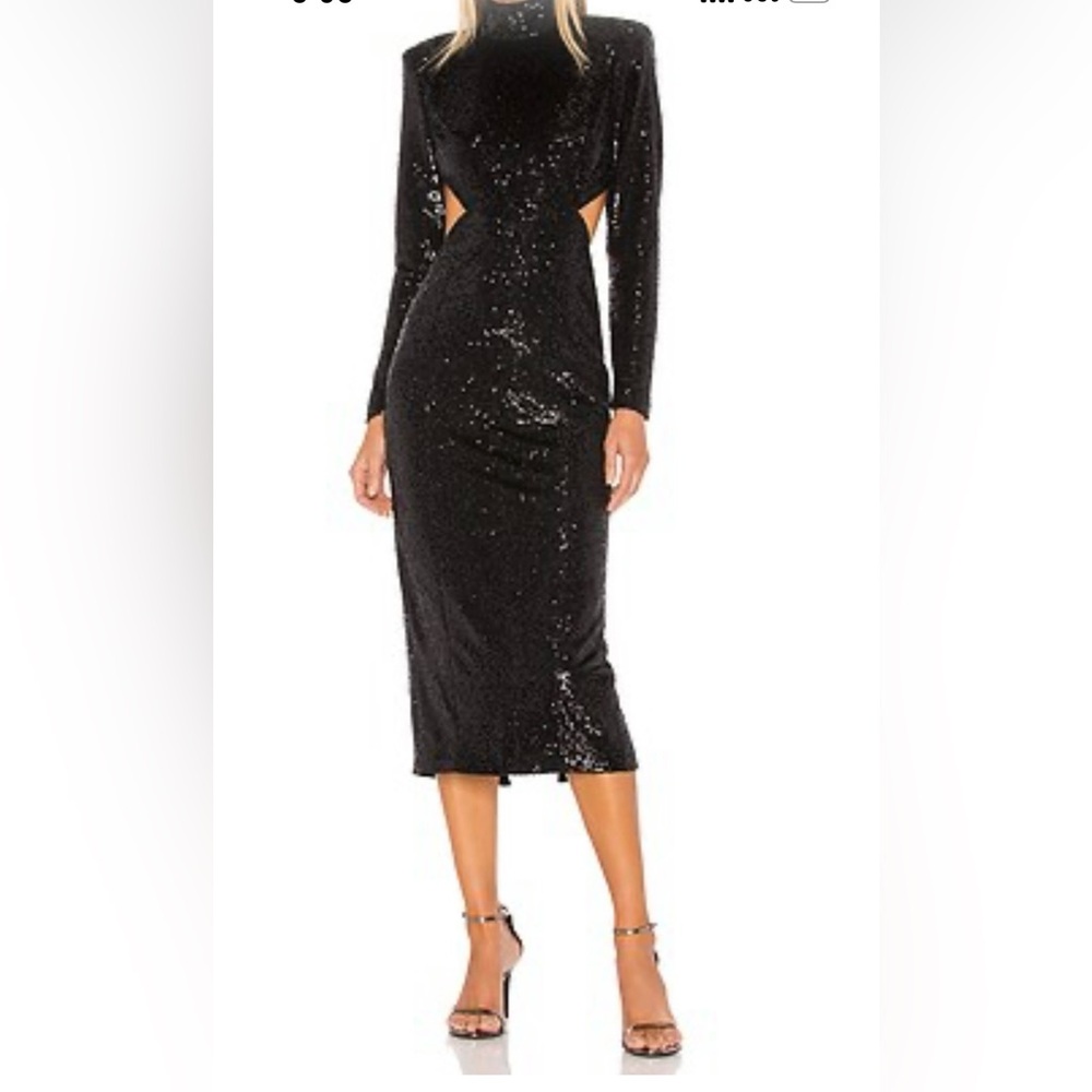 Cinq à Sept Black Sequin Long Sleeve Dress
